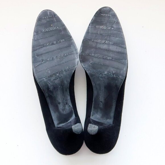 Stuart Weitzman Black Suede Leather Kitten Heel Almond Toe Ankle Boots Booties 6 - Picture 7 of 16